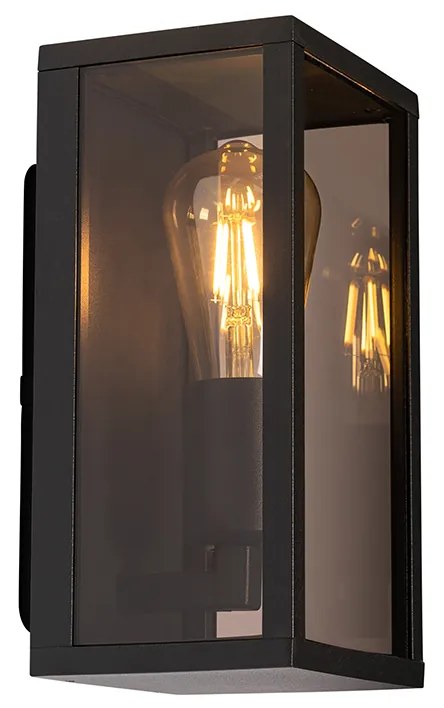 Buiten wandlamp zwart met smoke glas 26 cm IP44 - Charlois