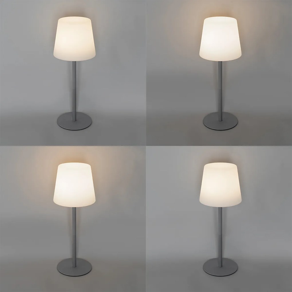 Tafellamp grijs oplaadbaar incl. LED en dimmer IP54 - Jude