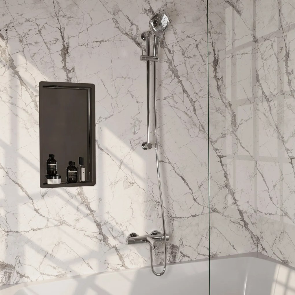 Brauer Stripe thermostatische badkraan met glijstang en 3 standen handdouche chroom