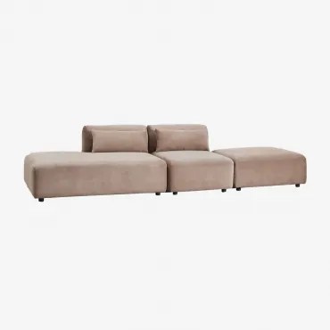 2-delige Modulaire Bank Met Links Chaise Longue En Fogler Poef Corduroy Kameelbruin - Sklum