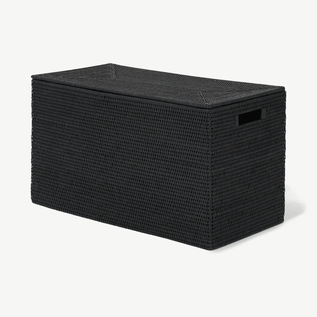 Hadid handgeweven koffer, 35 x 60 x 30 cm, zwart rotan