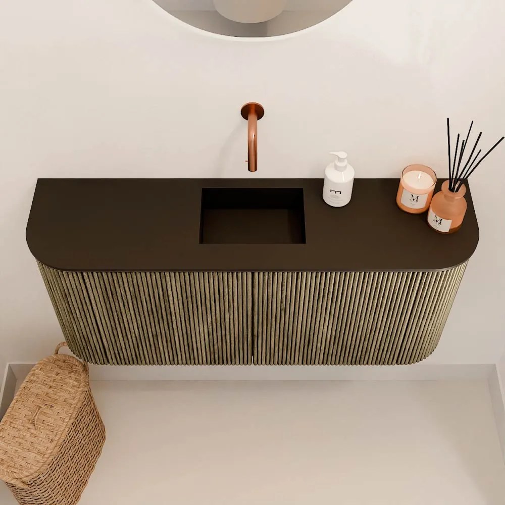 Mondiaz Joya 95cm toiletmeubel ronding links/rechts dusk met wastafel faye midden zonder kraangat urban