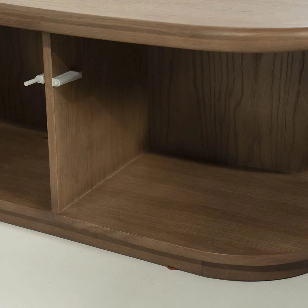 Eiken Tv-meubel Organische Vorm 240 Cm Bruin - 240x42x43cm.