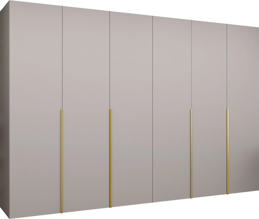 Kledingkast Hartford 539, Gouden, Kasjmier, 202x300x52cm, 209.6 kg, Kledingkast deuren: Met scharnieren