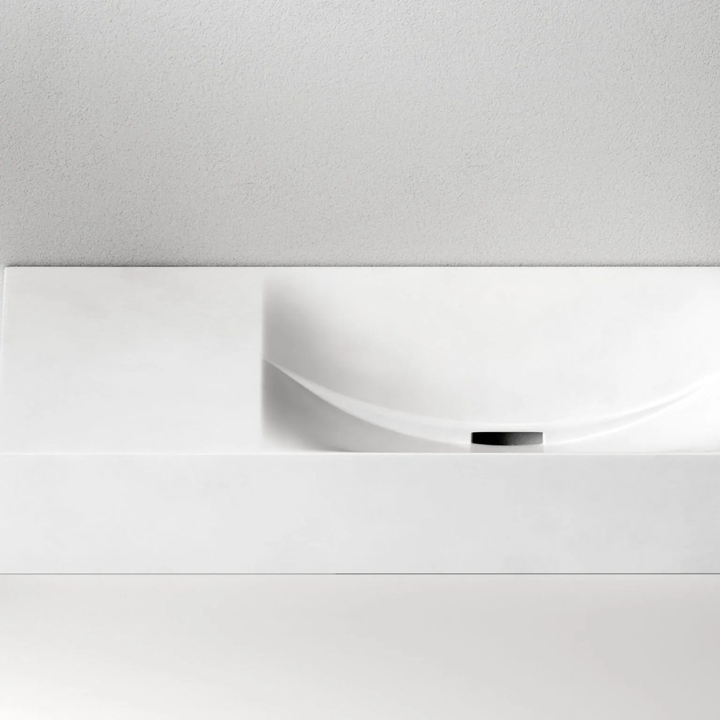 Clou Vale fontein solid surface 38cm zonder kraangat rechts wit mat
