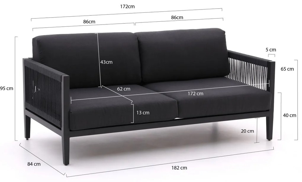Manifesto Valero lounge tuinbank 2,5-zits 182cm
