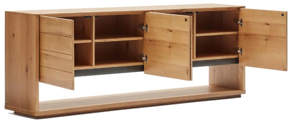 Kave Home Alguema Eiken Dressoir Met Deuren En Open Vak 200 Cm - 200x40x74cm.