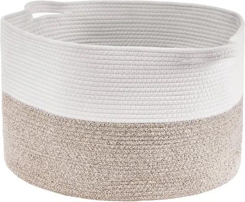 VEVOR Katoenen mand 558 x 558 x 355 mm, dekenmand, 87 L, mand van katoenen touw, gevlochten mand met handvatten, wasmand, opvouwbaar, opbergmand voor het organiseren van kleding, kinderspeelgoed en kussens