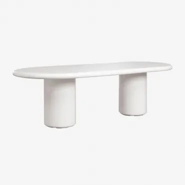 Ovale Tuintafel 260x110 Cm In Aurean Cement Helder Wit - Sklum