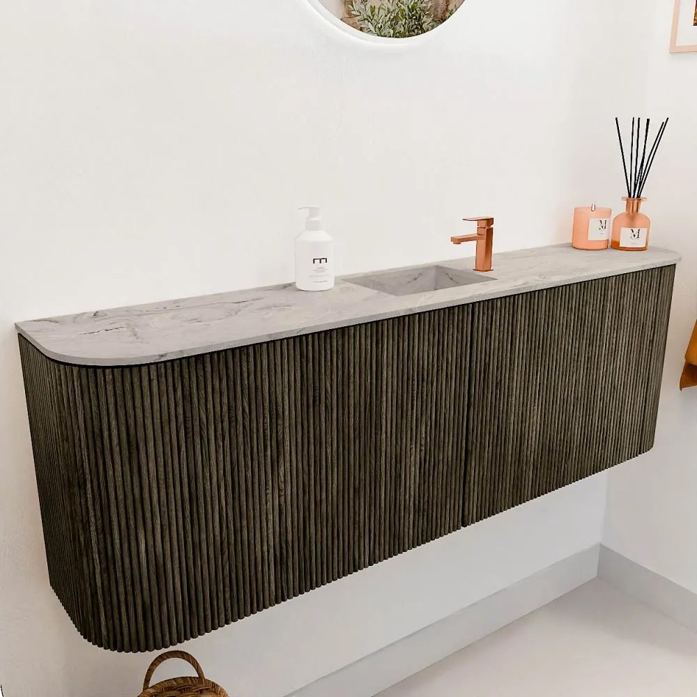 Mondiaz Joya DLux 125cm toiletmeubel ronding links/rechts shadow met wastafel faye midden 1 kraangat glace