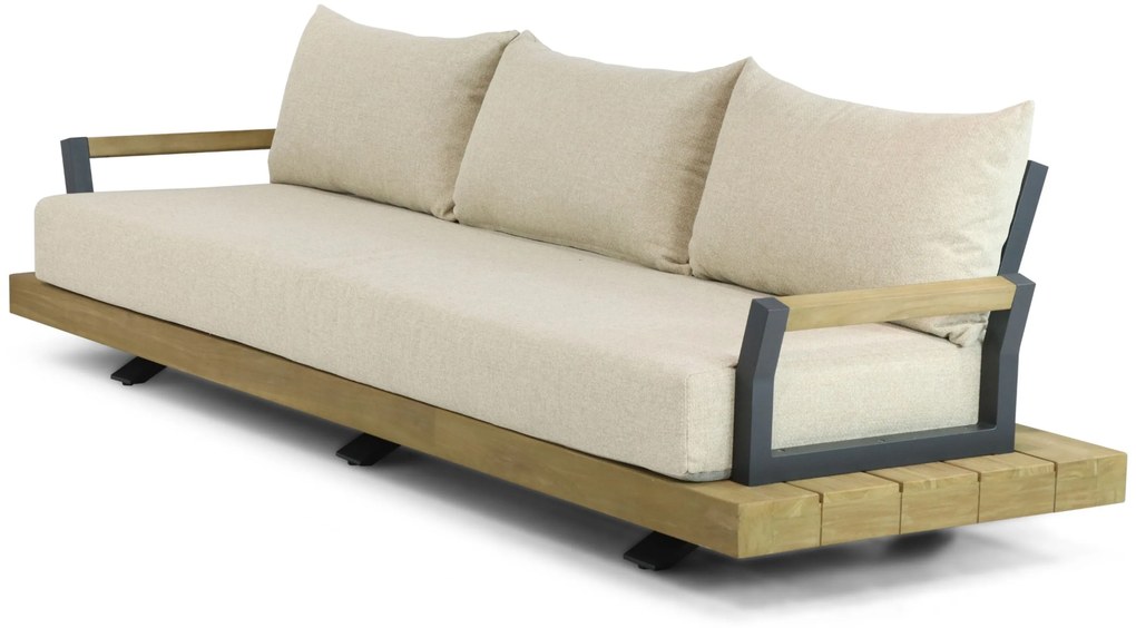 Stoel en Bank Loungeset 4 personen Aluminium/Teak Old teak greywash  Santika Furniture Santika