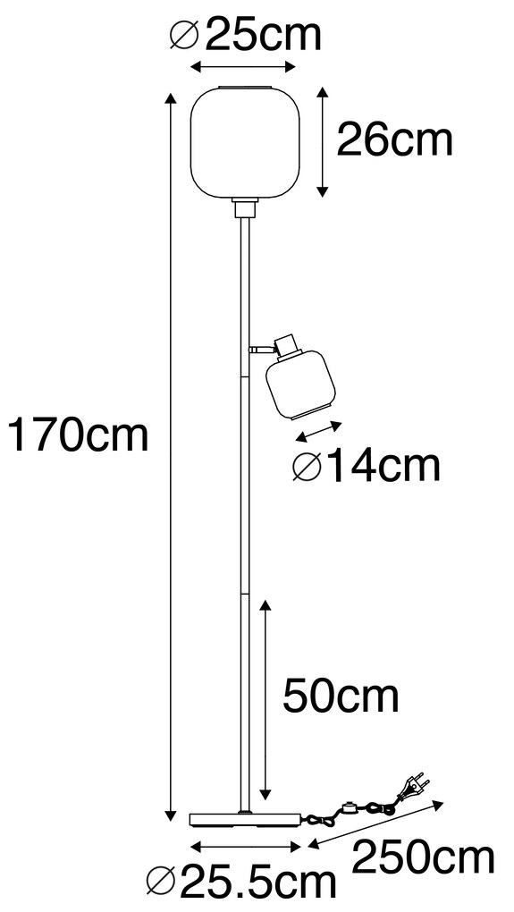 Vloerlamp zwart met goud met smoke glas 2-lichts - Zuzanna Modern E14 Binnenverlichting Lamp