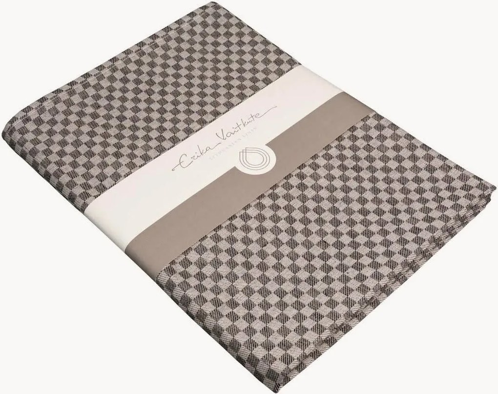 Jacquard tafelkleed Schachbrett met linnen toegevoegd