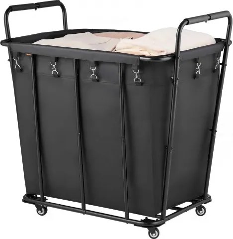 VEVOR Wasmand/Waskar, 300 liter inhoud, 117,9 liter laadcapaciteit, Zwenkwielen, Waterdichte waszak, Rolbare wasmand voor het sorteren van wasgoed, boodschappen en bagage, Wasmand/Waskar