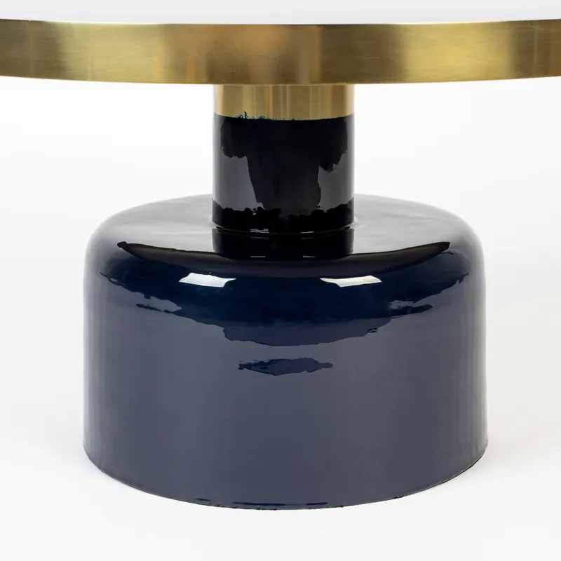 Zuiver Glam Emaille Salontafel Blauw Met Goud - 60 X 60cm.