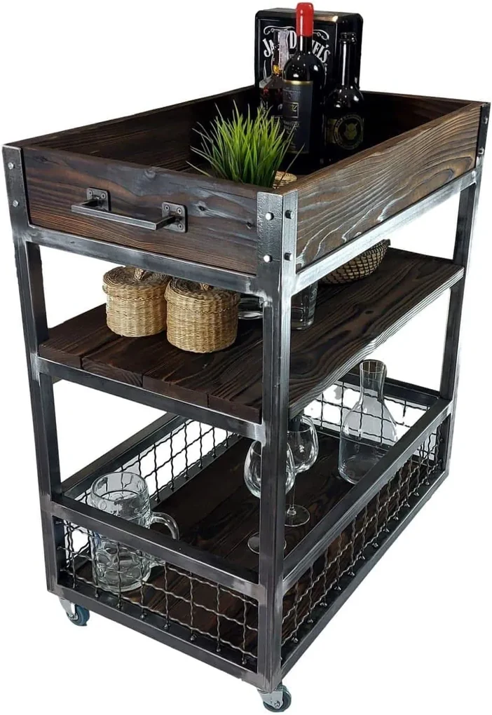 CHYRKA® Serveerwagen TRUSKAWETZ trolley keukenwagen keukenwagen keukenwagen naturel