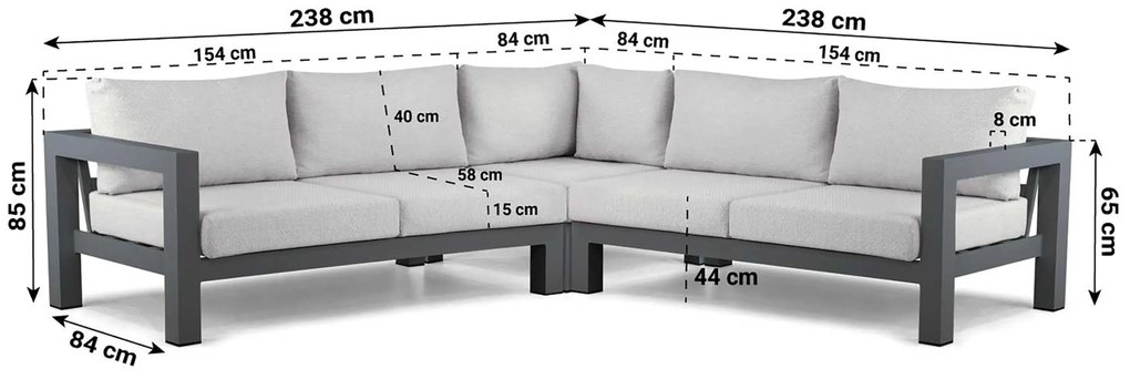 Hoek loungeset 5 personen Aluminium Grijs Lifestyle Garden Furniture Luca