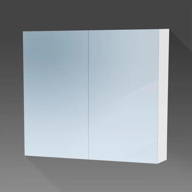 Saniclass Dual Spiegelkast - 80x70x15cm - 2 links- rechtsdraaiende spiegeldeur - MDF - mat wit 7763