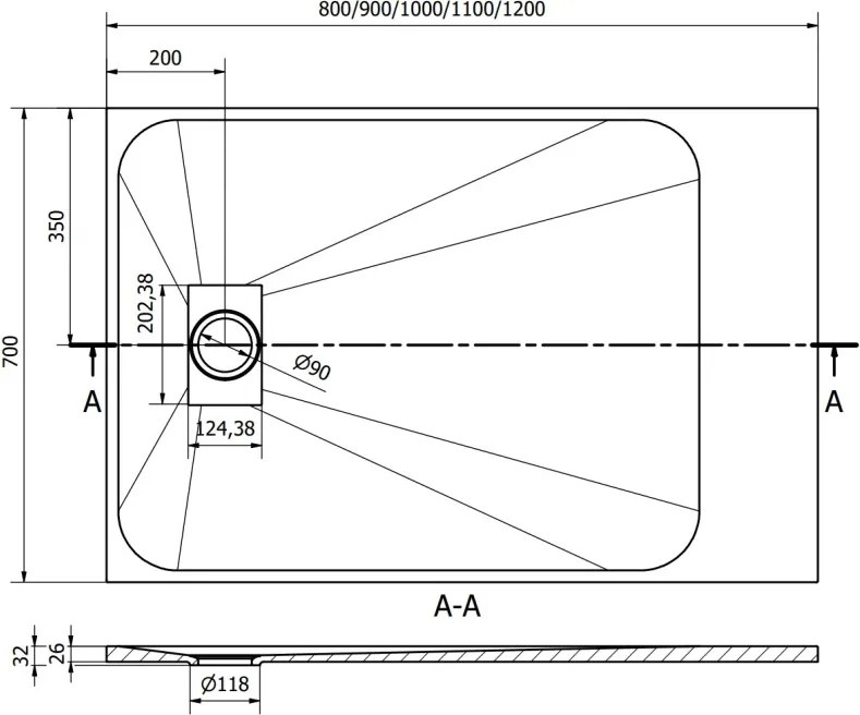 Mexen Hugo rechthoekige douchebak SMC 100 x 70 cm, wit - 42107010
