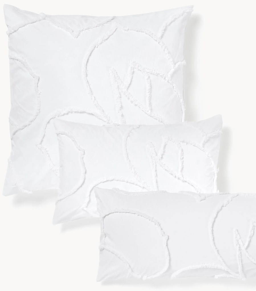 Perkalkatoenen kussenhoes Madeline met getufte design