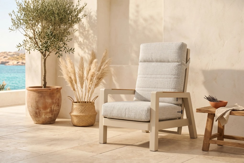 Verstelbare Tuinstoel Aluminium/Polywood (teakfinish) Taupe-naturel-bruin Lifestyle Garden Furniture Evora