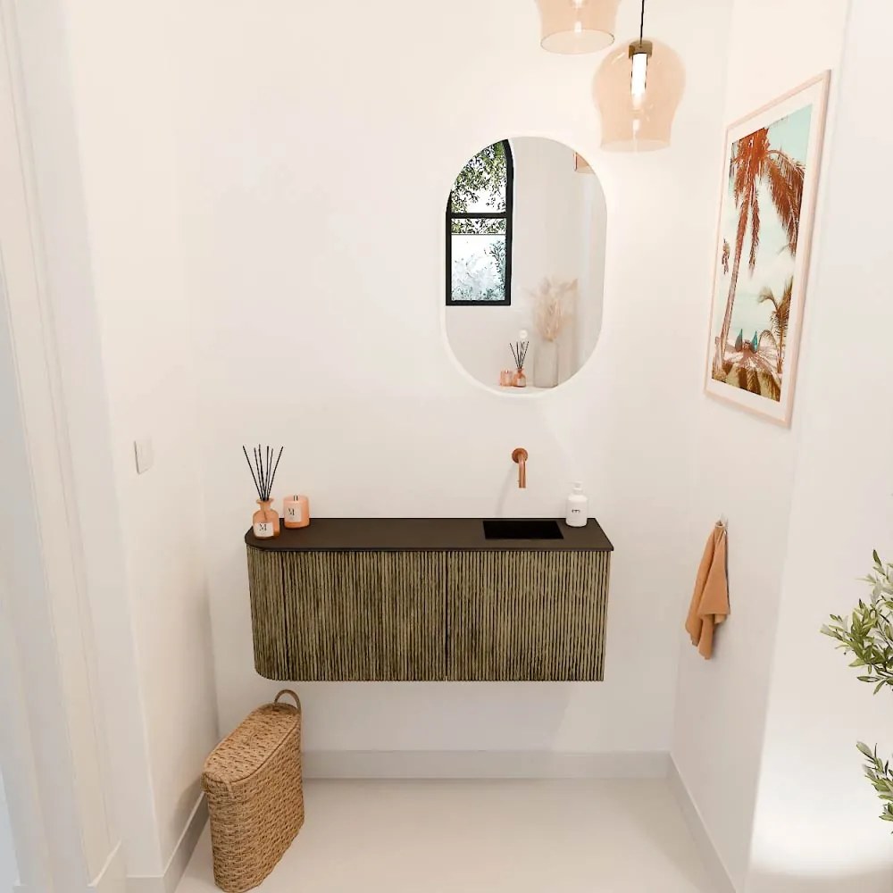 Mondiaz Joya 100cm toiletmeubel ronding links dusk met wastafel faye rechts zonder kraangat urban