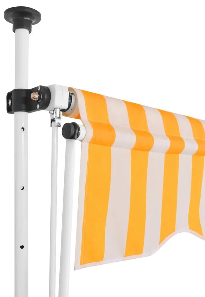 vidaXL Luifel handmatig uittrekbaar 250 cm oranje en witte strepen