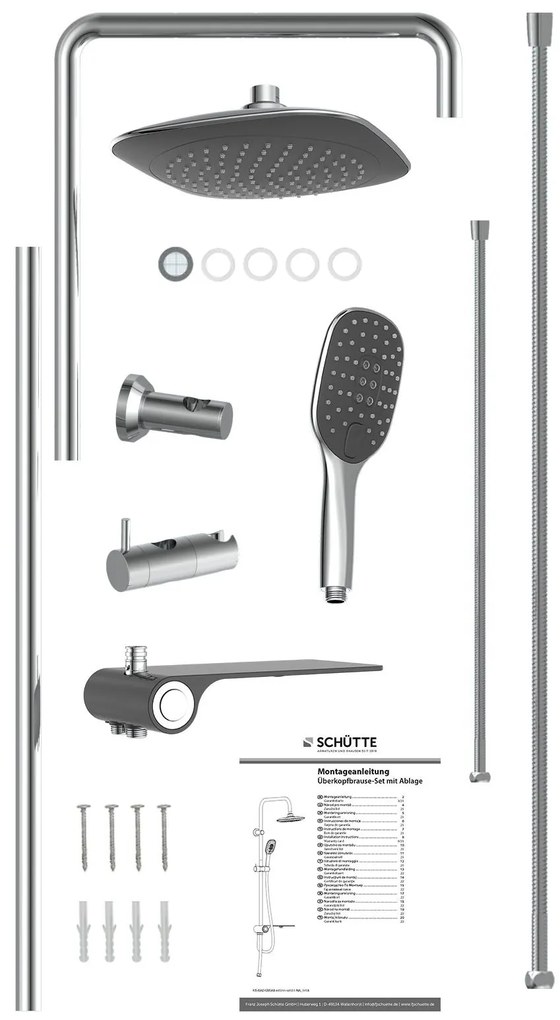 Schutte Aquastar douchesysteem met planchet chroom/antraciet