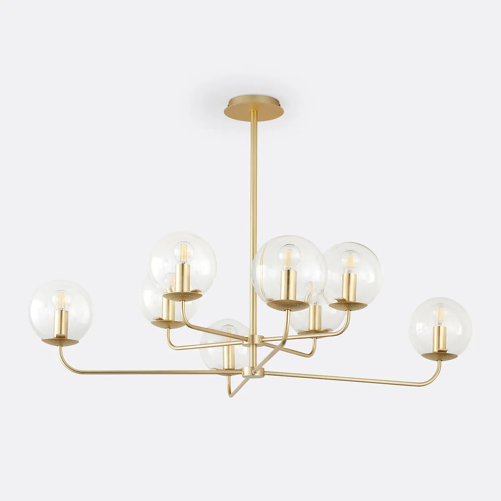 Hanglamp in messing en glas, Moricio