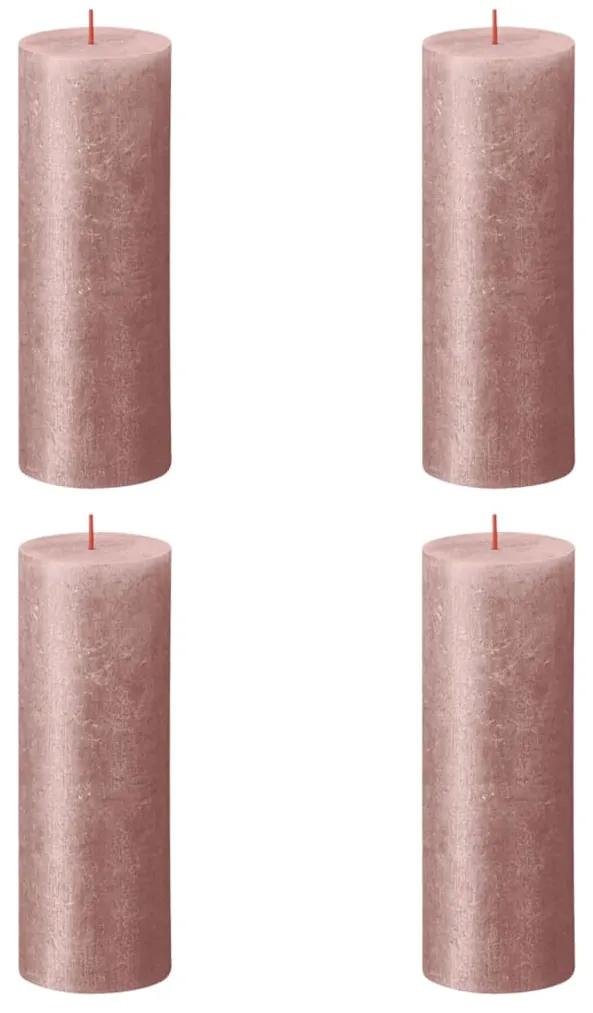Bolsius Stompkaarsen Shimmer 4 st rustiek 190x68 mm roze