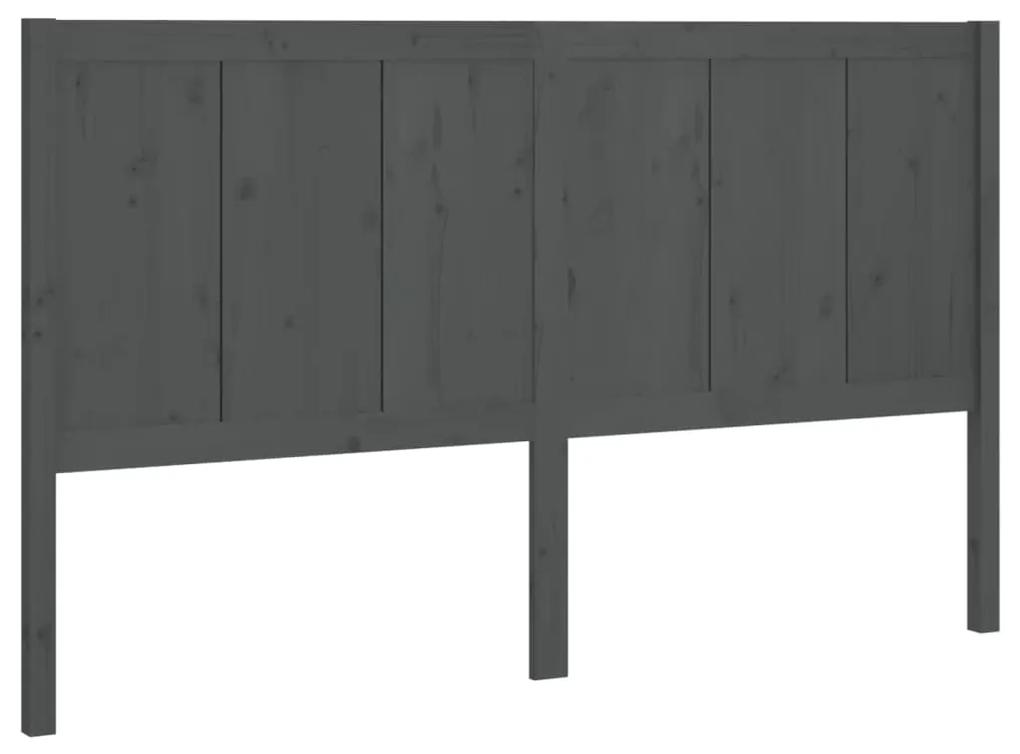 vidaXL Hoofdbord 125,5x4x100 cm massief grenenhout grijs