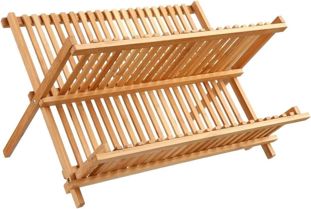 Secret de Gourmet bamboe houten afdruiprek - 42 x 33 cm - 2-laags afwasrek