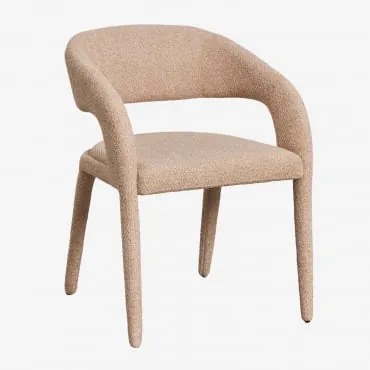 Set Van 2 Arazeina Gestoffeerde Eetkamerstoelen Met Armleuningen Dikke Chenille Stof Latte Bruin - Sklum