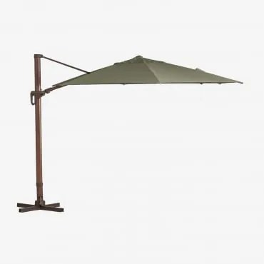 Parasol 290 Cm In Stof En Aluminium Cannes Intens Olijfgroen - Donker Hout - Sklum