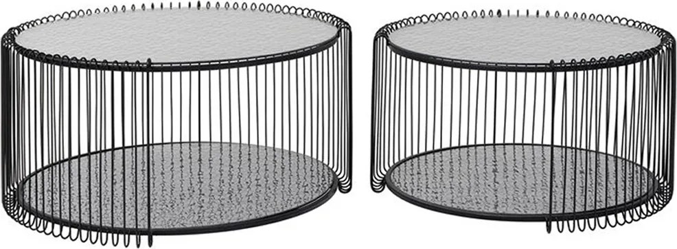 Ronde Salontafel Set Met Glasplaat Zwart Bubble - 69.5 X 69.5cm.