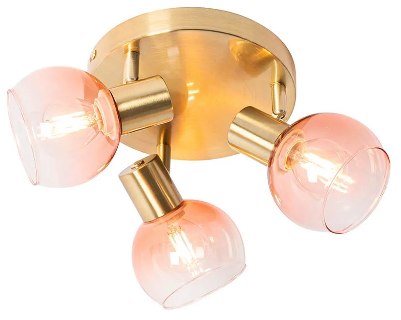 Smart plafondSpot / Opbouwspot / Plafondspot goud met roze glas incl. 3 Wifi P45 - Vidro Art Deco E14 rond Binnenverlichting Lamp