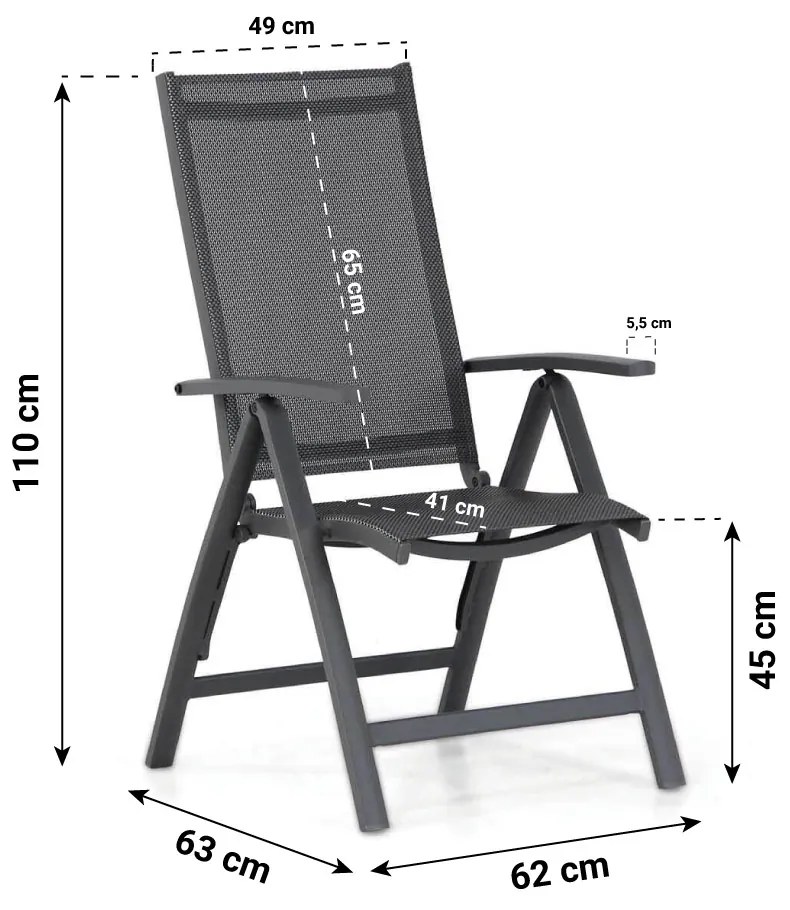 Tuinset 4 personen 150 cm Aluminium/textileen Grijs Presto Vasto/Venustas