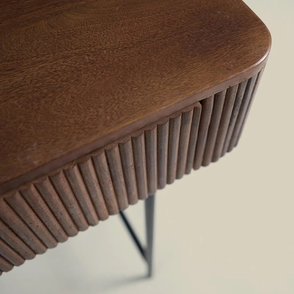 Sidetable Ribbel Hout 120 Cm - 120 X 35cm.