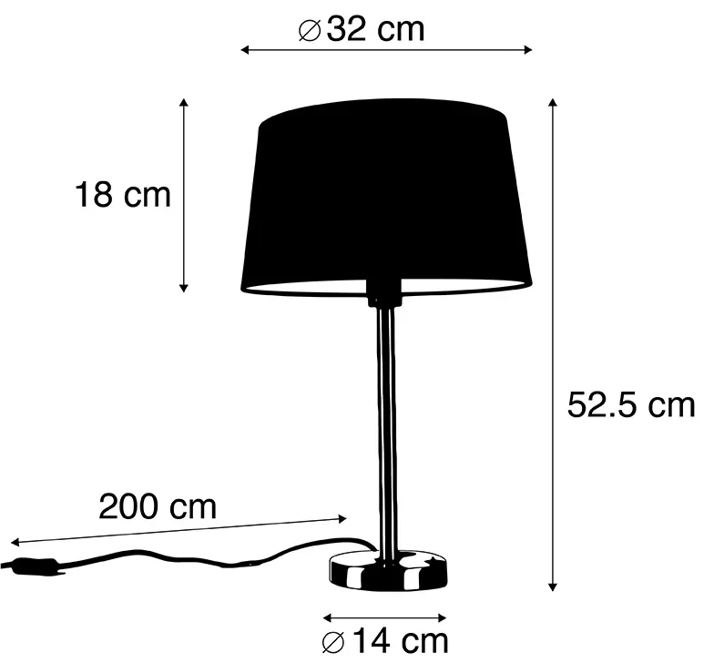 Stoffen Moderne tafellamp staal met witte kap 32 cm - Simplo Modern E27 rond Binnenverlichting Lamp