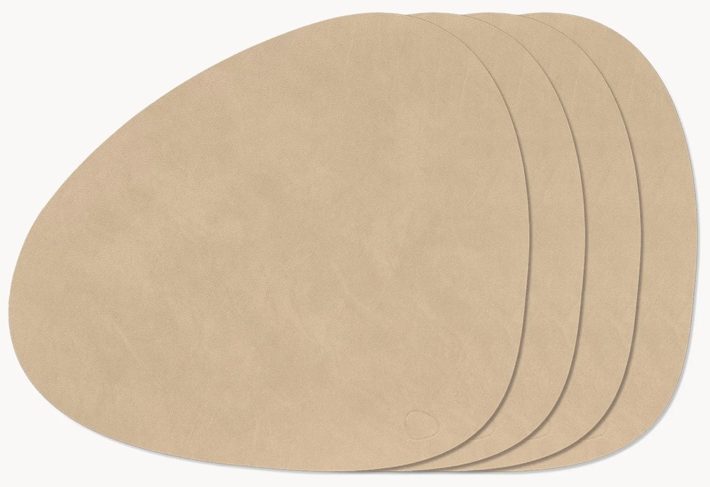 Asymmetrische leren placemats Curve, 4 stuks