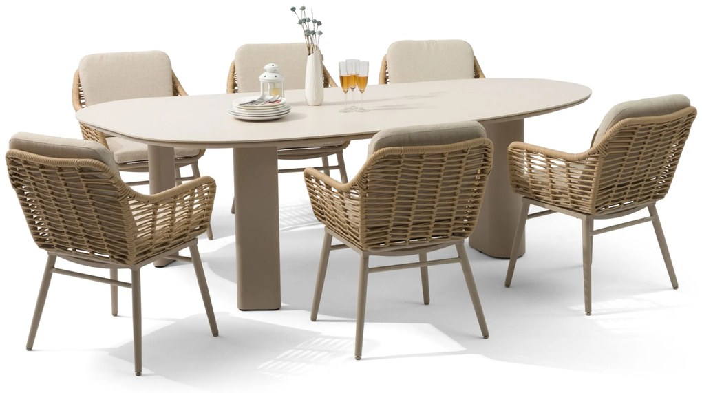 Tuinset 6 personen 240 cm Aluminium/rope Taupe Coco Antoni/Weave