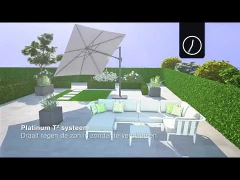 Platinum Challenger Zweefparasol T2 premium - 3x3 m. Lush Green