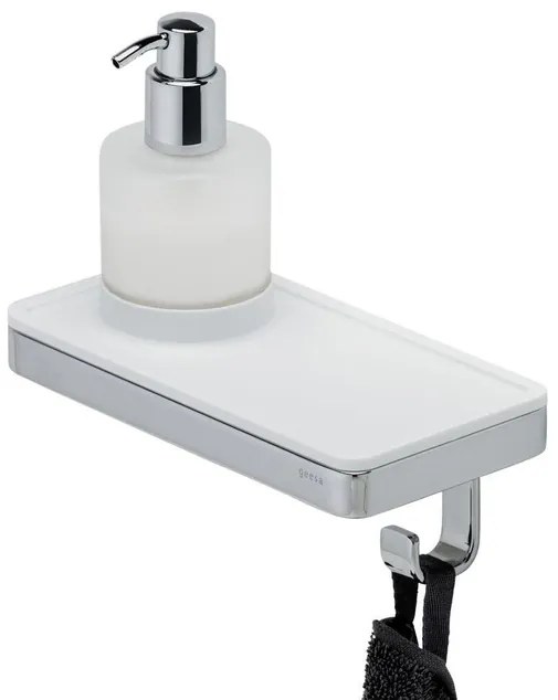 Geesa Frame Zeepdispenser met planchet en handdoekhaak Wit / Chroom 918816-02
