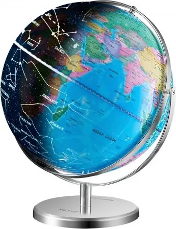 VEVOR verlichte wereldbol 330,2 mm educatieve wereldbol met stevige zware metalen voet en LED-constellatie-nachtlampje HD-geprinte kaart roterend voor kinderen in de klas (Taal: Engels)