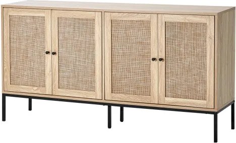 VEVOR Rotan kast Rotan ladekast Opbergkast met 4 magnetische deuren en verstelbare planken, dressoir Buffetkast voor hal Entree Woonkamer Keuken Hal