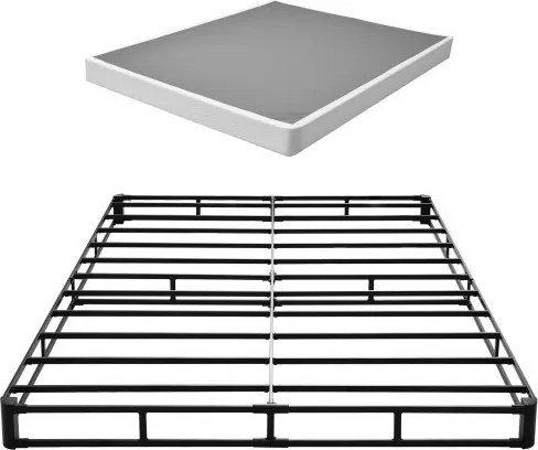 VEVOR Boxspring Bedframe (Queen Size) met Wasbare Stoffen Hoes, Metalen Frame (2010 x 1515 x 130 mm) voor Queen Size Bedden, 13 cm Matras Top, Max. Draagvermogen 1587,57 kg, Matrasbodem