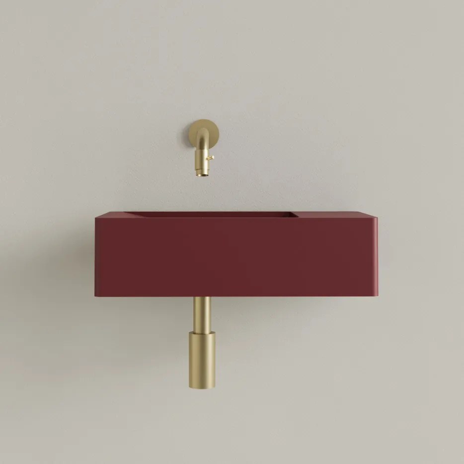 Sanigoods Luko fontein 40x22cm rechts zonder kraangat wijn rood