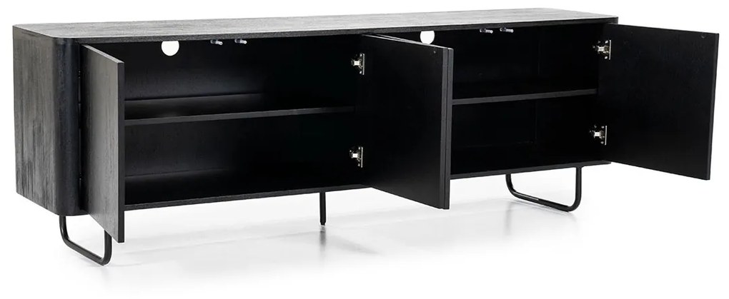 Eleonora James Tv-meubel Mangohout Zwart - 180x40x61cm.