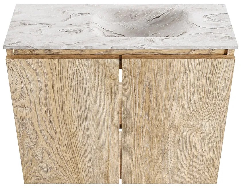 Mondiaz Ture DLux toiletmeubel 60cm washed oak met wastafel glace rechts met kraangat