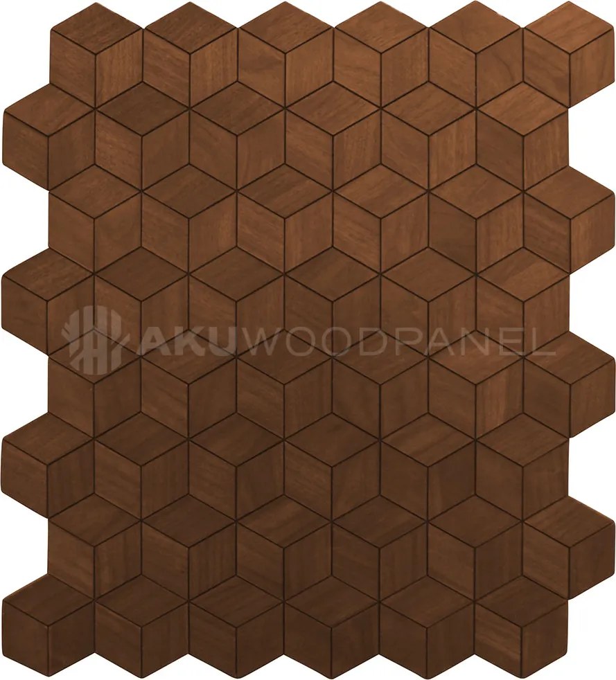Decopaneel 60 cm x 60 cm Walnoot hout - Lobelia Smoked Brown - 3D Wandpaneel - Wanddeco